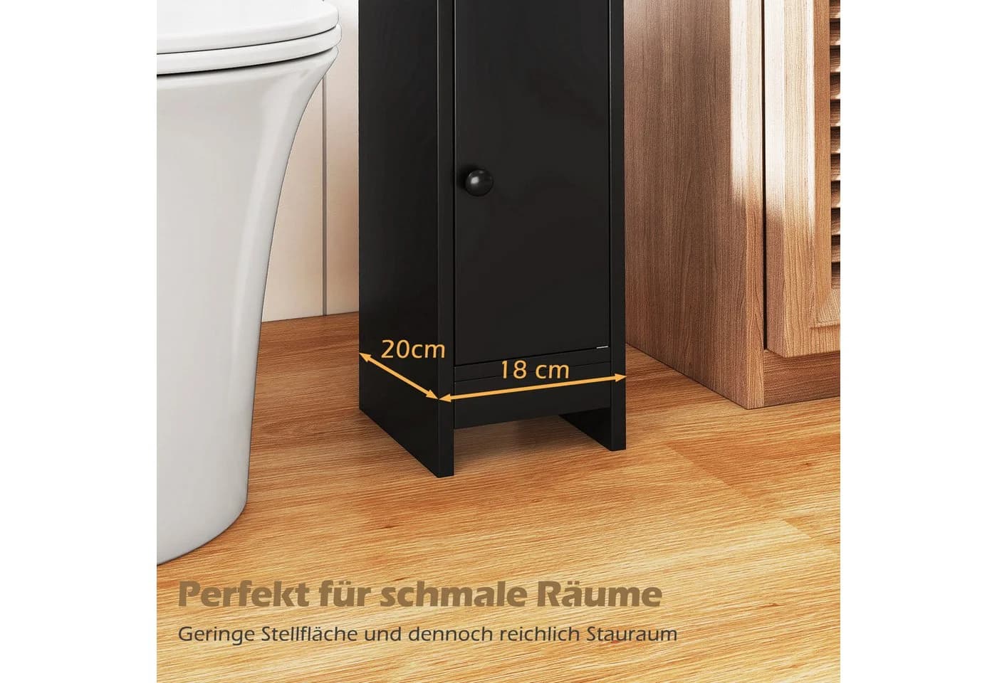 COSTWAY Badkommode Schwarz Kompakt mit verstellbaren Ablagen - Bild 4