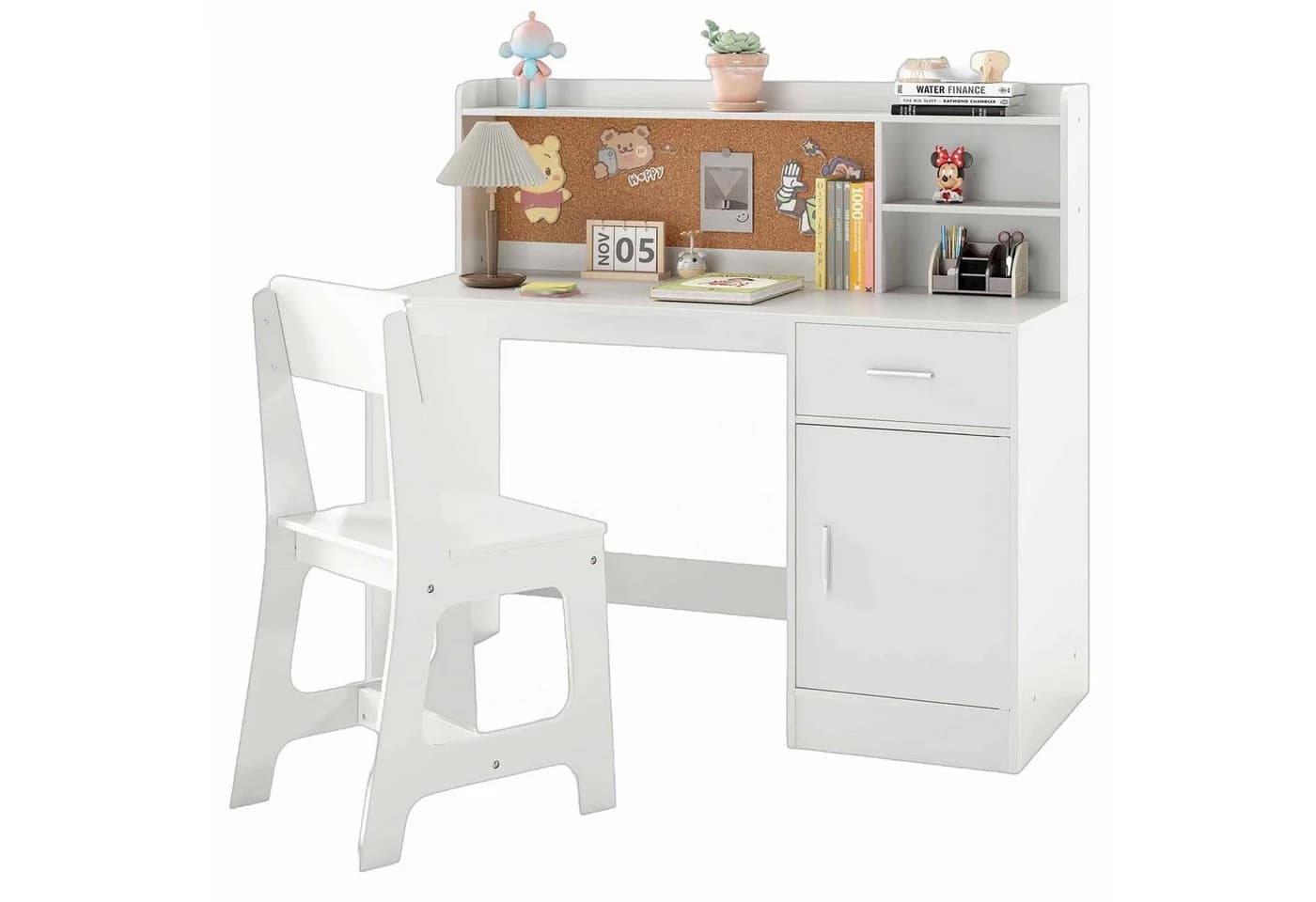 COSTWAY Kinderschreibtisch mit Stuhl Set, mit Schubladen, ab 3 Jahre - Bild 2
