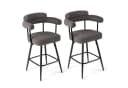 COSTWAY Barhocker 2er Set Grau/Schwarz Gepolstert Drehbar Bild 2