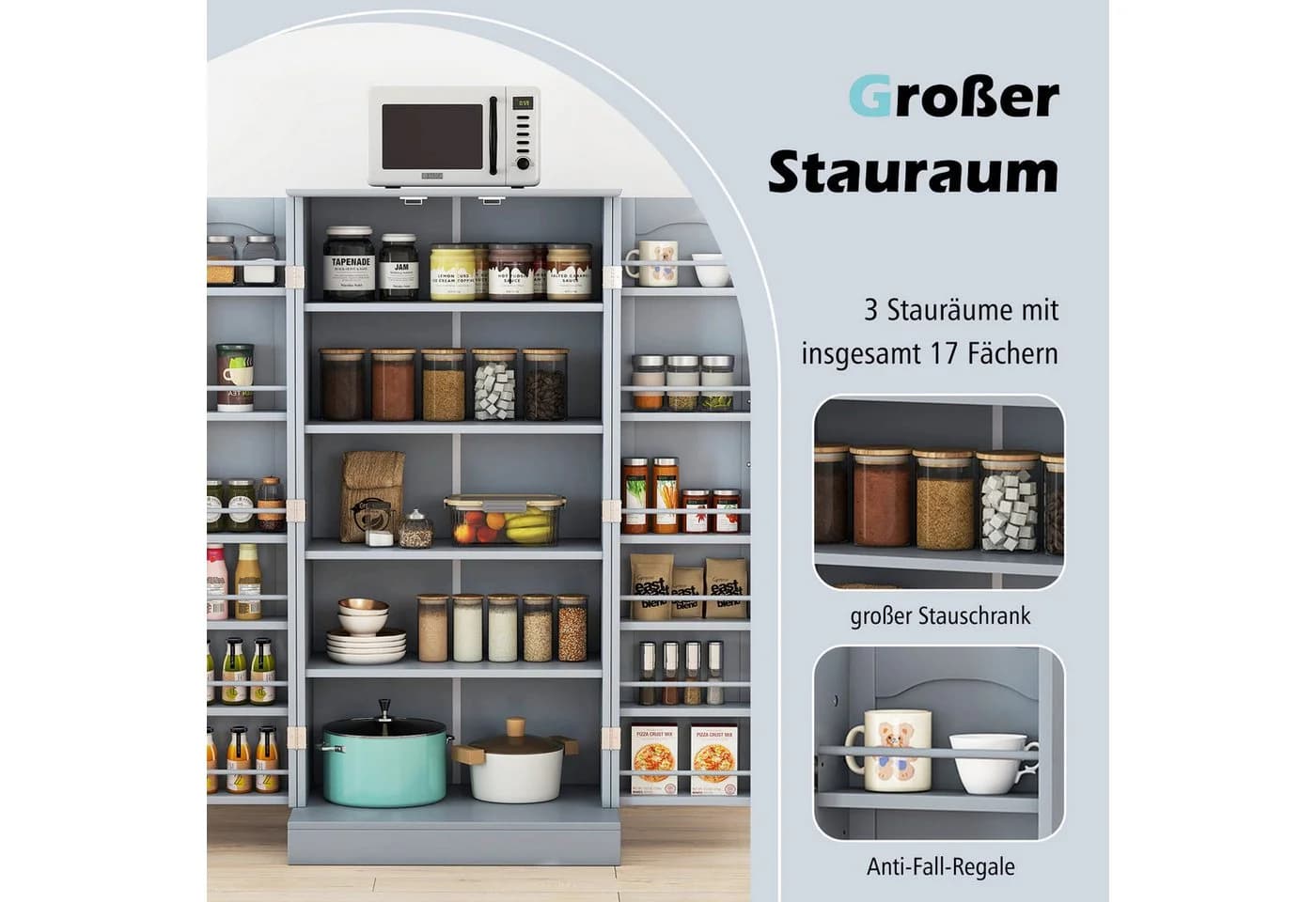 COSTWAY Küchenbuffet Küchenschrank Vorratsschrank Weiß - Bild 3