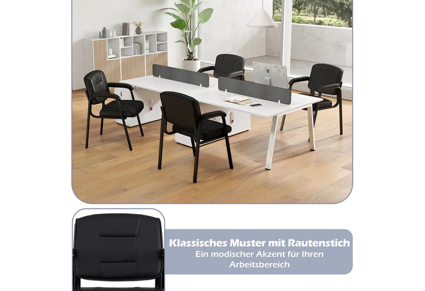 COSTWAY Bürostuhl Schwarz mit gepolsterten Armlehnen
