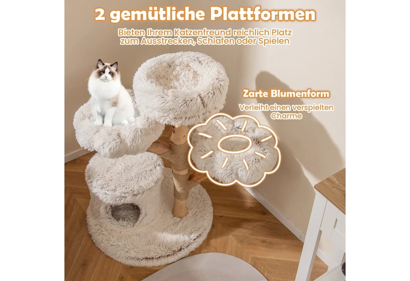 COSTWAY Kratzbaum 102cm mit Katzenhöhle und Ball - Bild 4