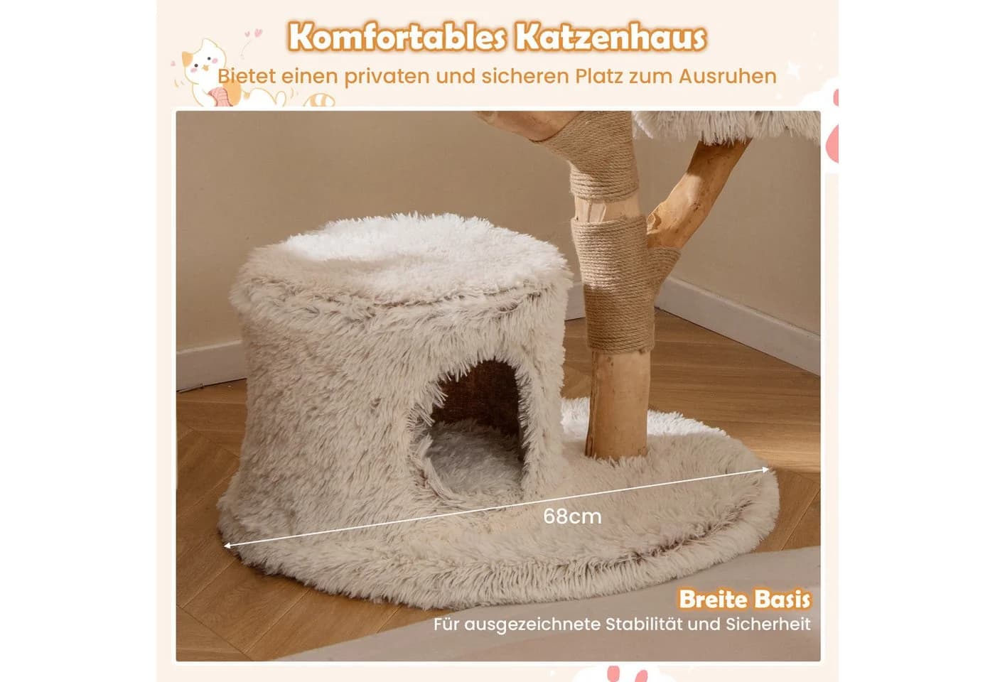 COSTWAY Kratzbaum 102cm mit Katzenhöhle und Ball - Bild 5