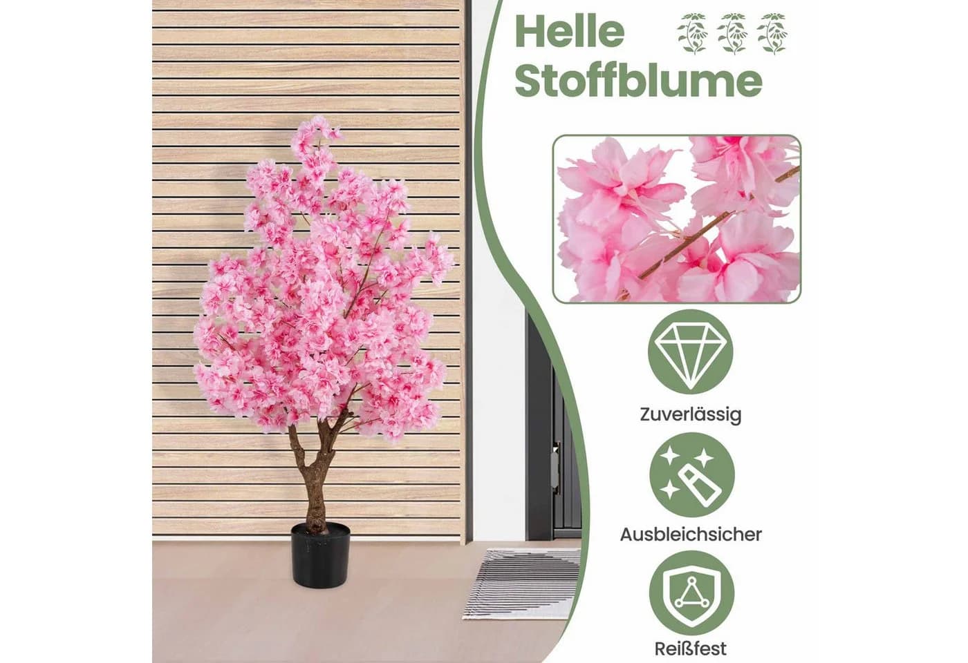 Kunstpflanze Kirschblütenbaum COSTWAY 120 cm Rosa - Bild 4