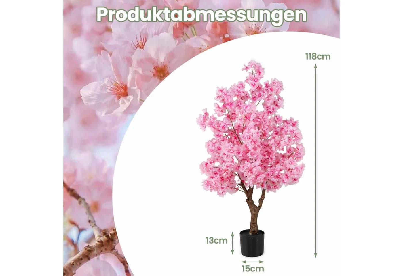 Kunstpflanze Kirschblütenbaum COSTWAY 120 cm Rosa - Bild 5