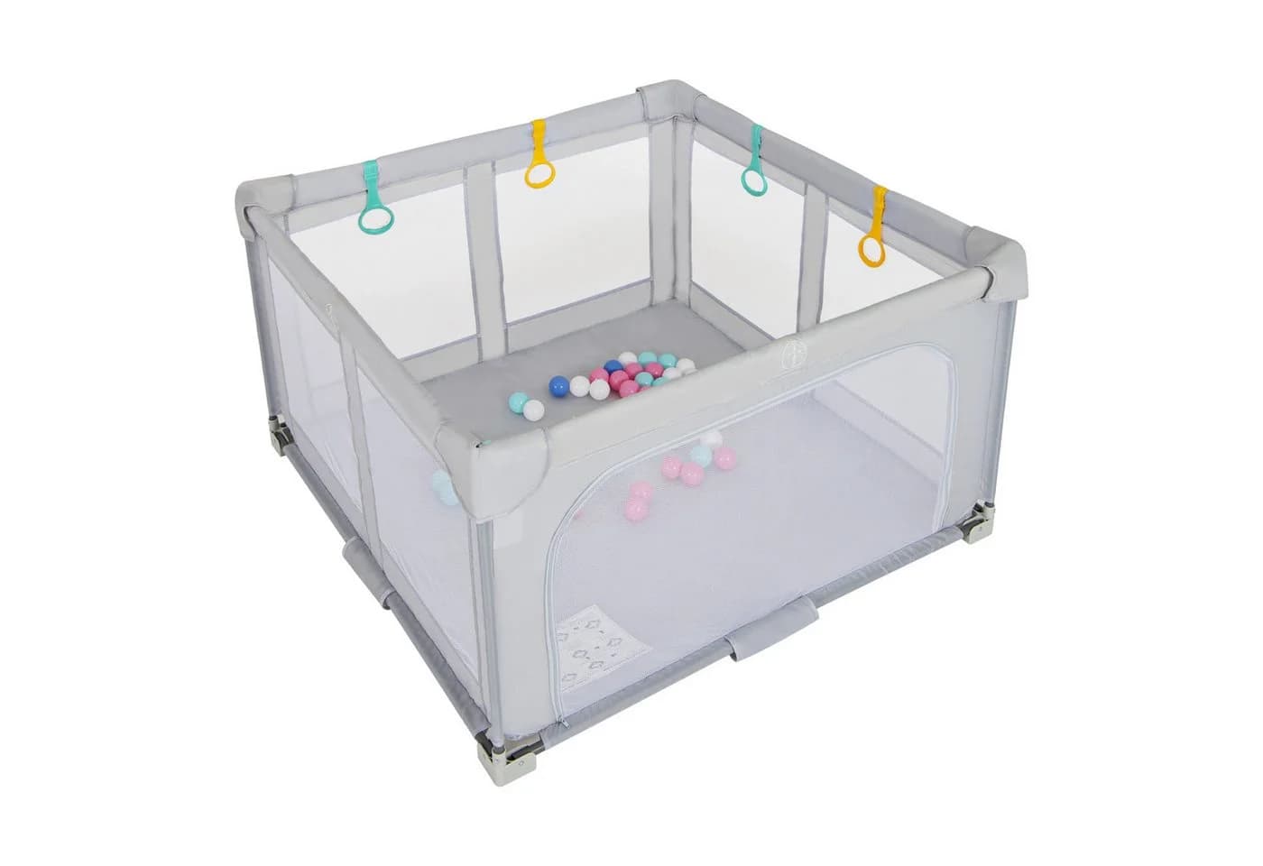 COSTWAY Laufstall faltbar 127x127cm Grau mit 50 Bälle & Tragetasche - Bild 2