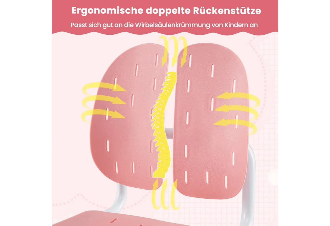 COSTWAY Kinderstuhl Schreibtischstuhl Höhenverstellbarer Rosa - Bild 4