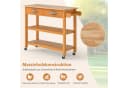 COSTWAY Küchenwagen mit Rollen, Arbeitsplatte & 2 Schubladen, Holz, Natur Bild 4