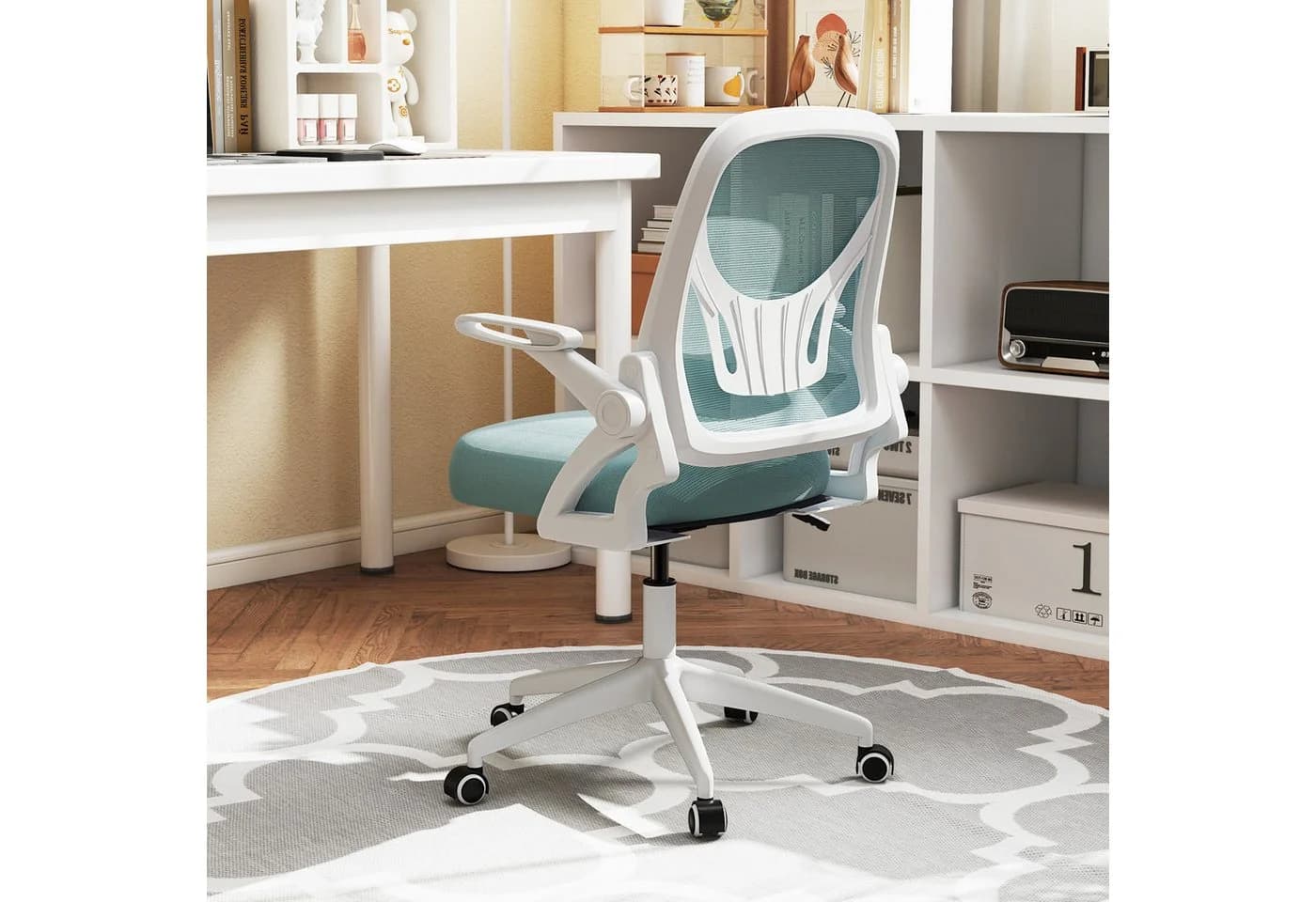 COSTWAY Bürostuhl Ergonomisch mit klappbaren Armlehnen