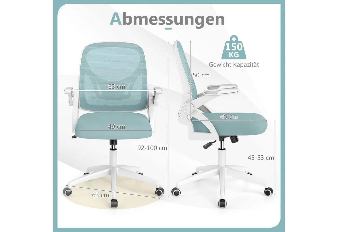 COSTWAY Bürostuhl Ergonomisch mit klappbaren Armlehnen - Bild 5