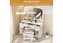 COSTWAY Schminktisch mit Hocker, LED-Spiegel, Ladestation, 108 cm, Braun/Weiß Bild 1