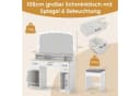 COSTWAY Schminktisch mit Hocker, LED-Spiegel, Ladestation, 108 cm, Braun/Weiß Bild 4