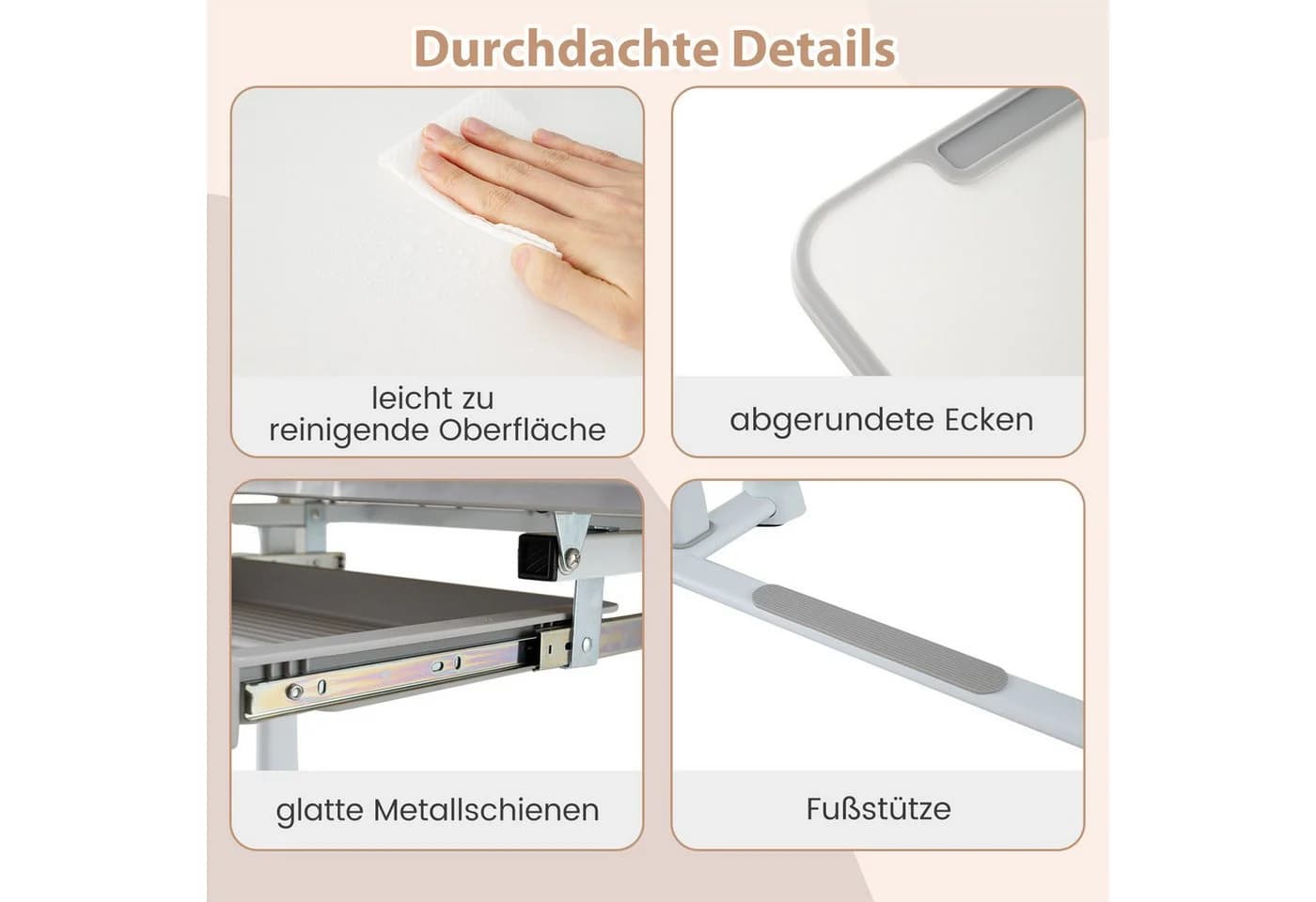 COSTWAY Kinderschreibtisch (2-St) mit Stuhl, kippbar & höhenverstellbar Grau - Bild 5