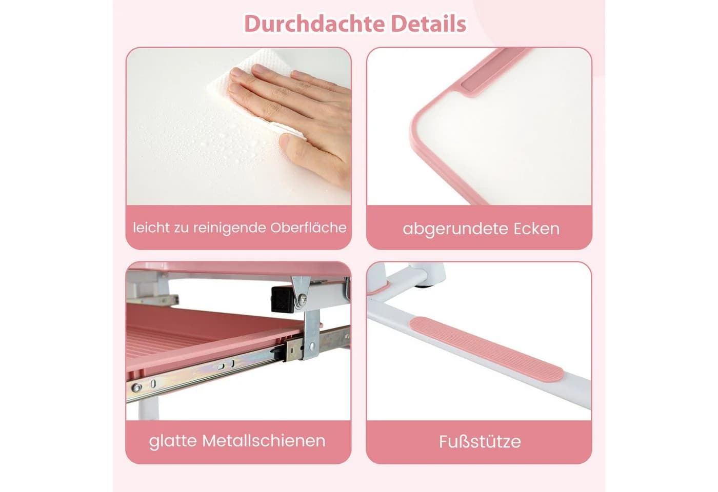 Kinderschreibtisch-Set Modern Ergonomisch Holz Kunststoff Weiß Braun - Bild 5