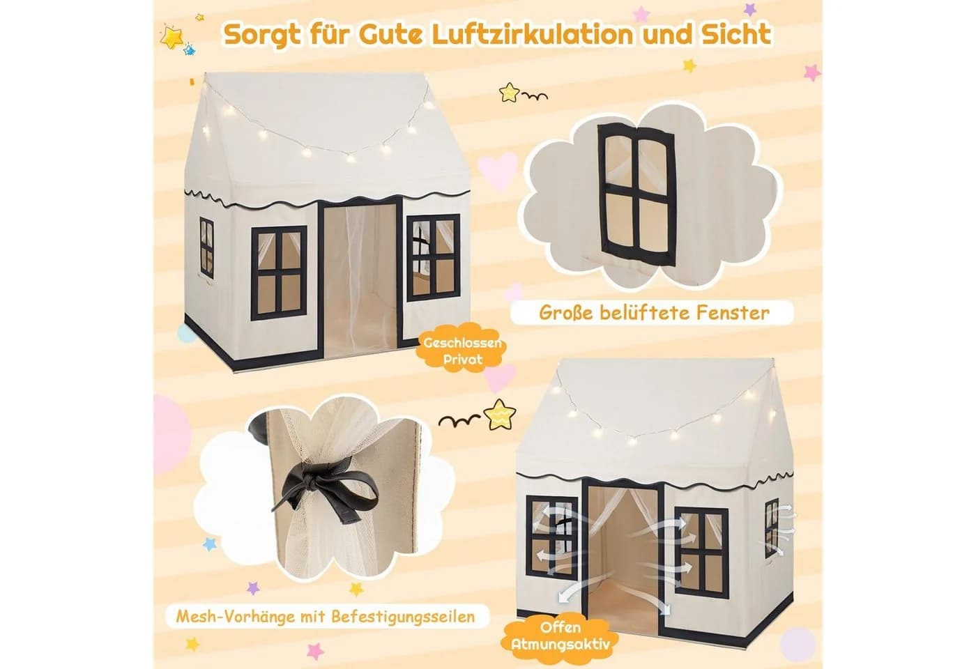 COSTWAY Spielzelt Indoor Kinderzelt Beige - Bild 3