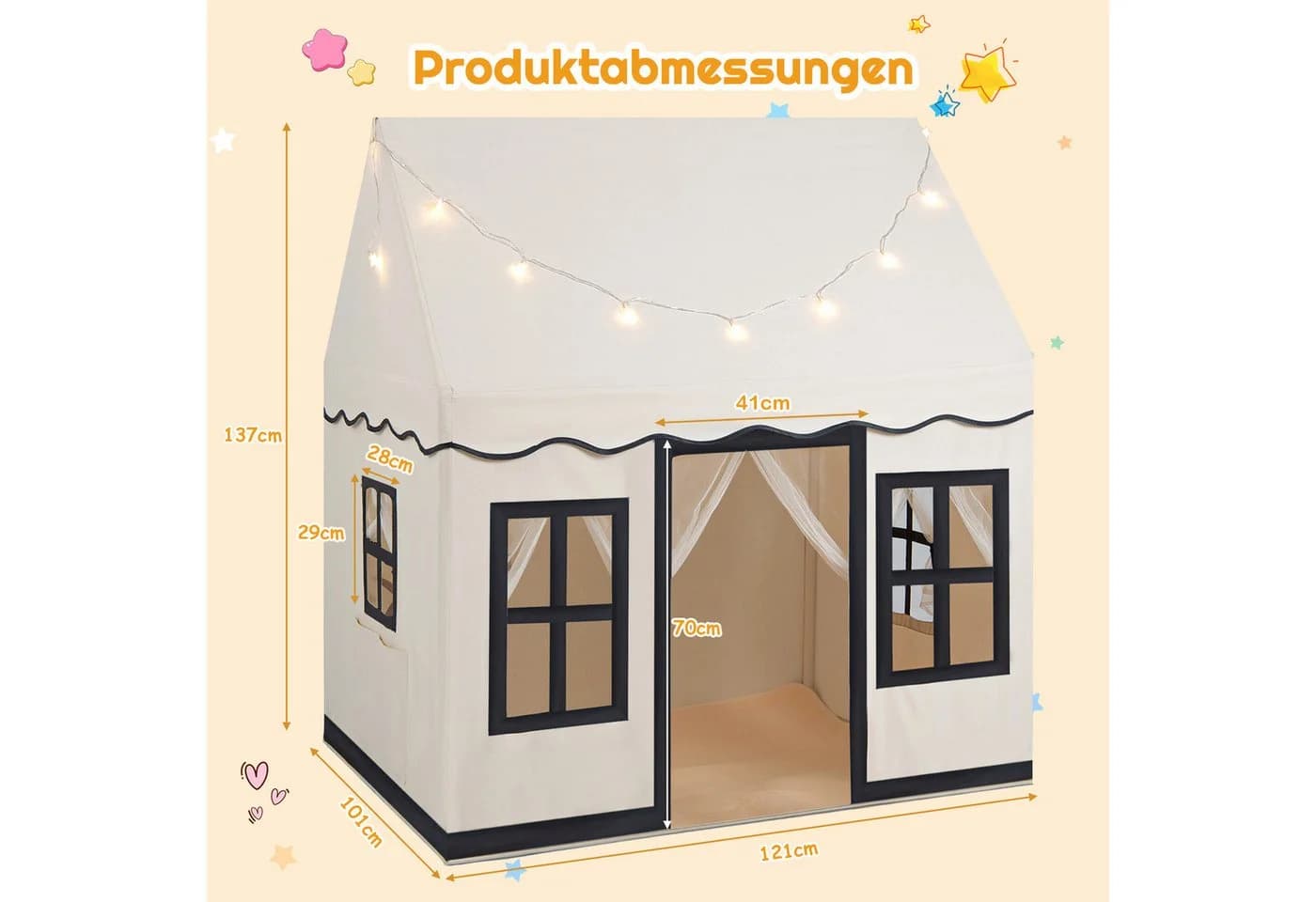 COSTWAY Spielzelt Indoor Kinderzelt Beige - Bild 4