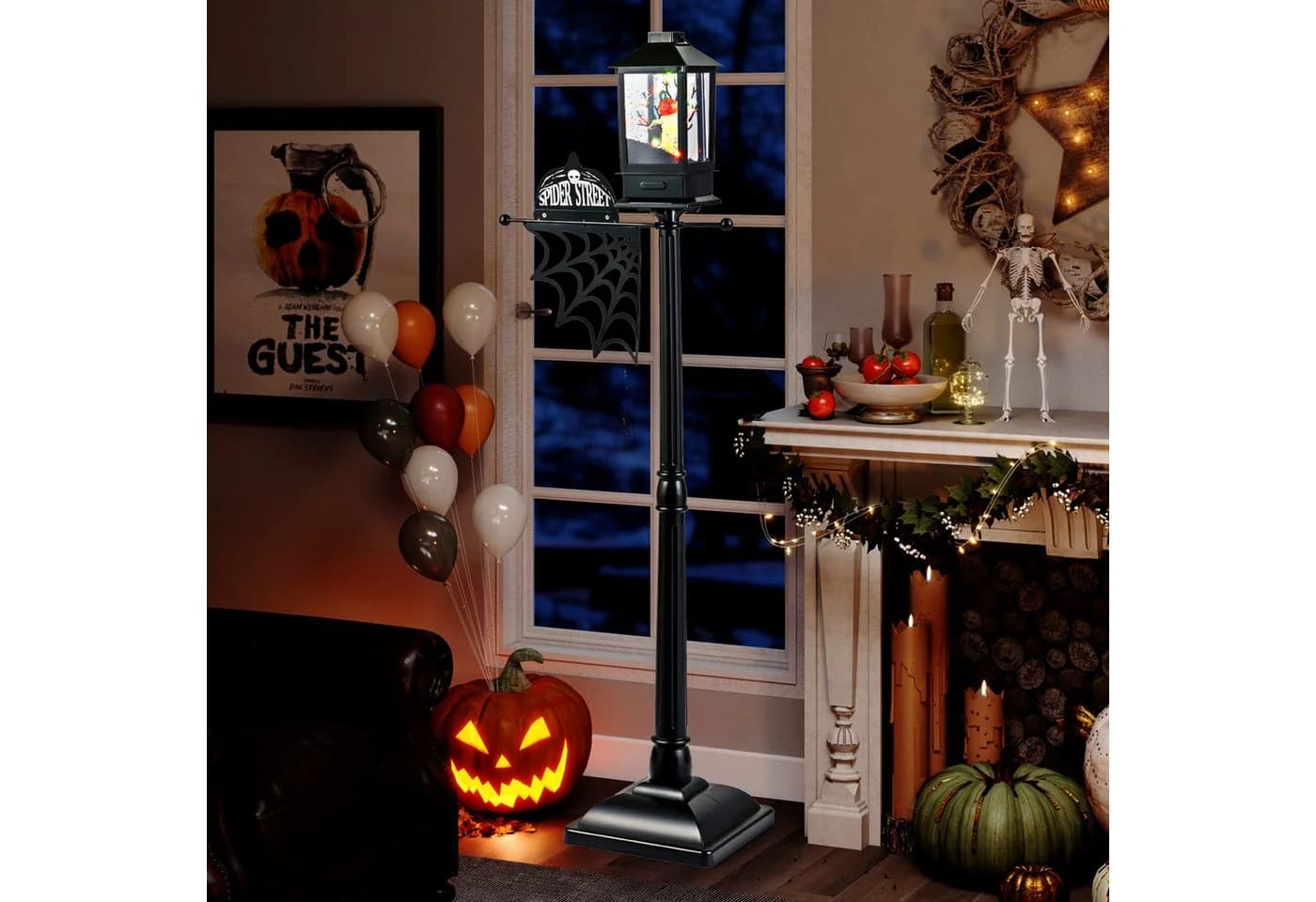 COSTWAY Halloween Laternenmast 155 cm mit LED & Sound