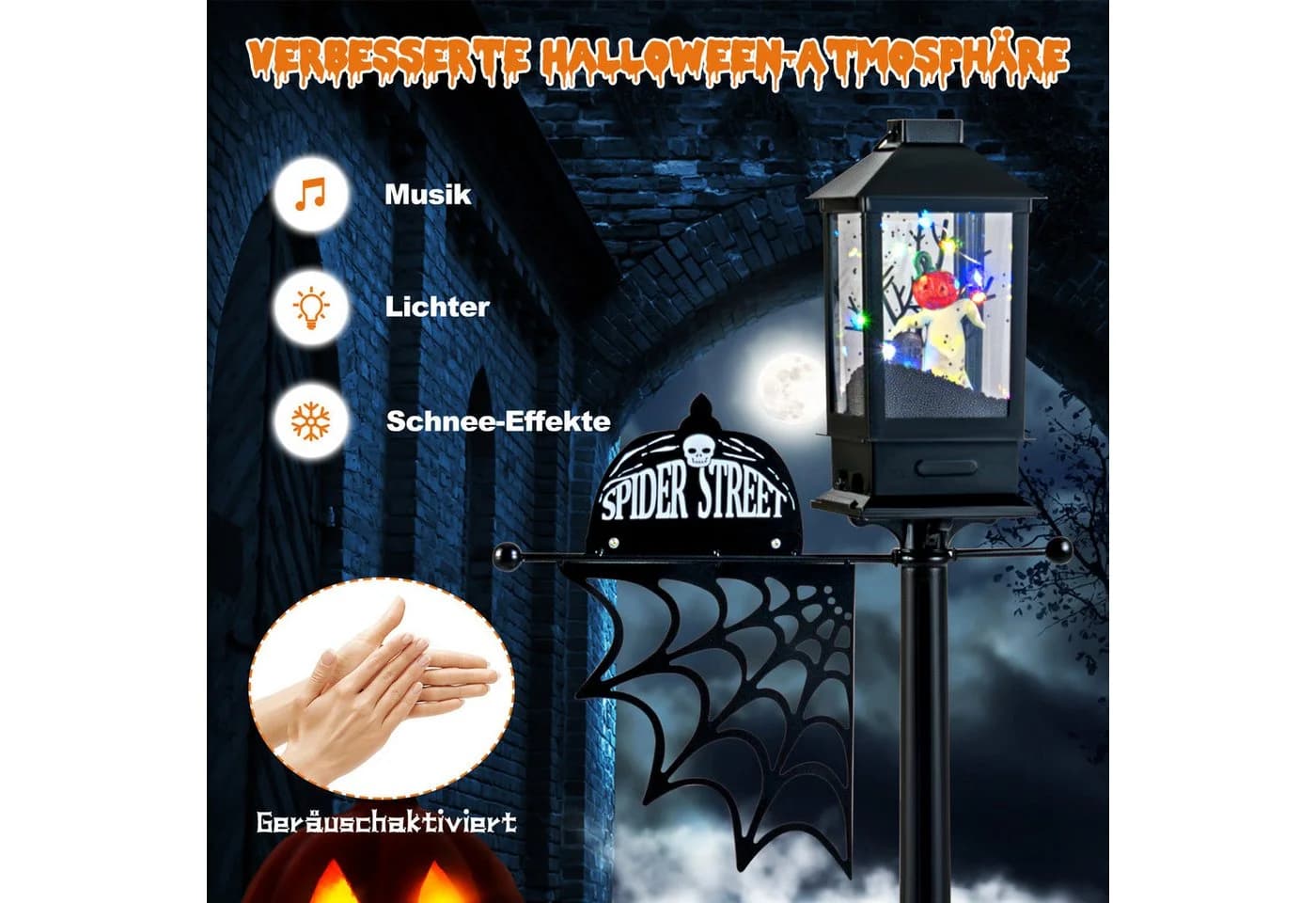 COSTWAY Halloween Laternenmast 155 cm mit LED & Sound - Bild 4