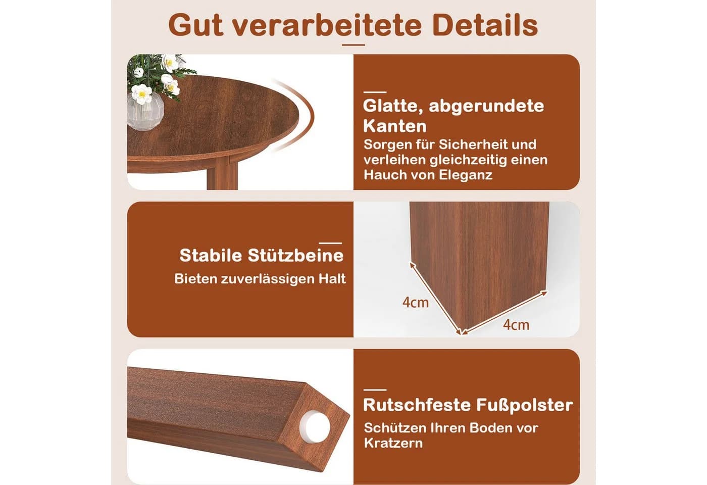 COSTWAY ovaler Esstisch Holz Walnuss 110x78x77cm - Bild 5