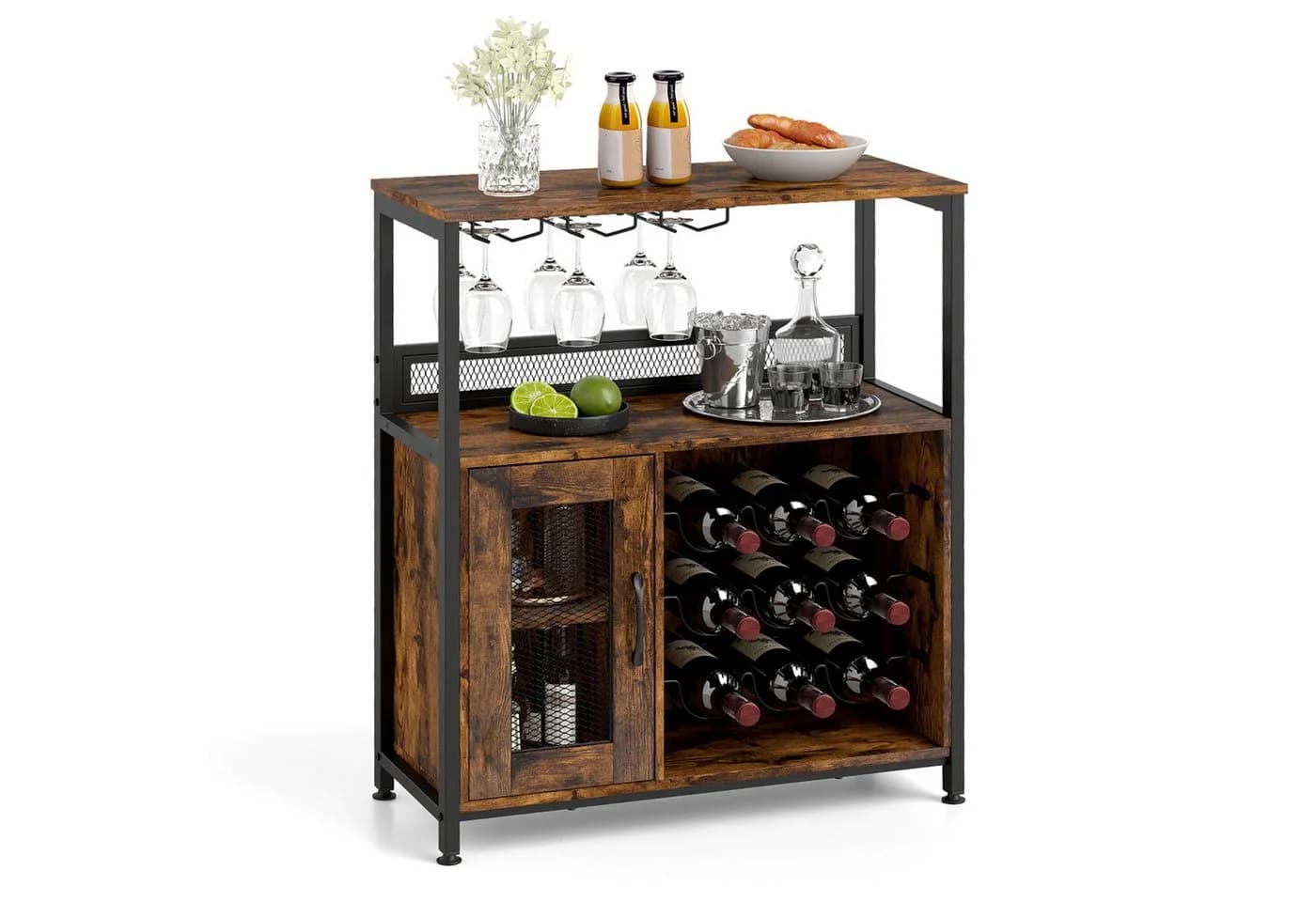 COSTWAY Weinschrank Küchenschrank Braun - Bild 2