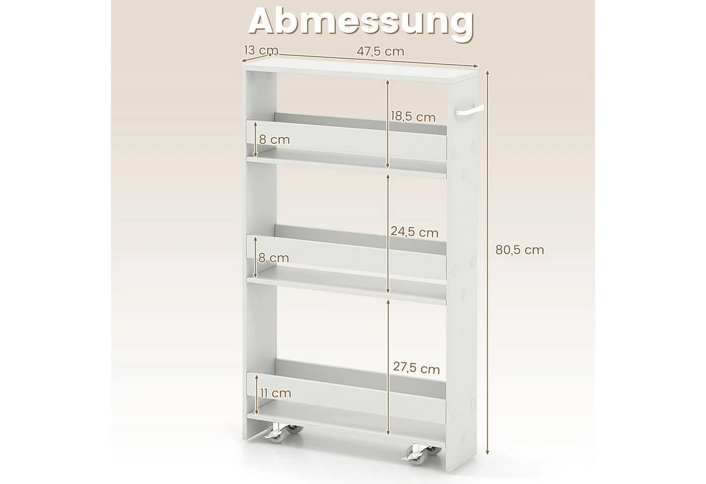 COSTWAY Küchenwagen 4 Ebenen auf Rollen 48x12,5x81cm - Bild 5