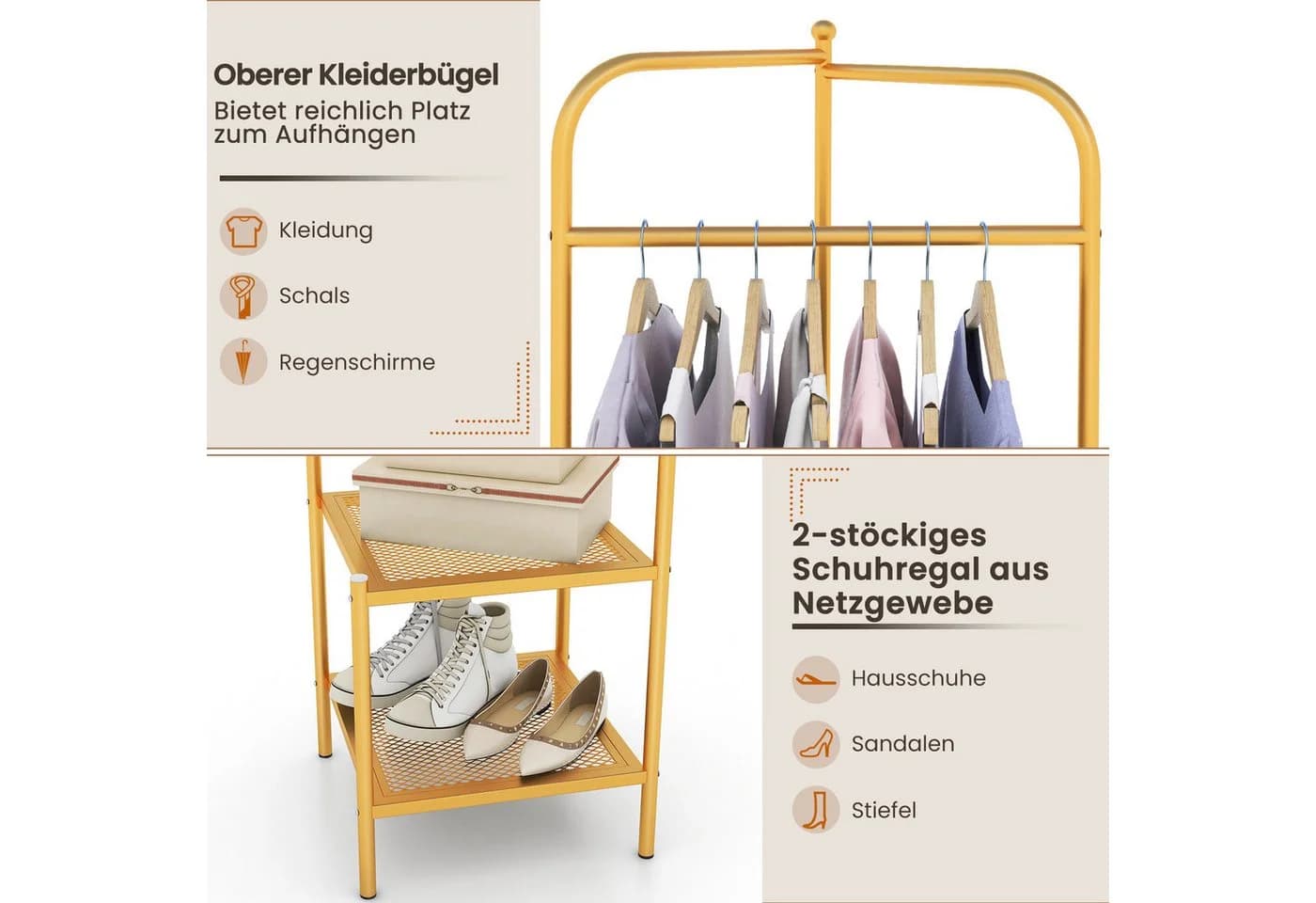 COSTWAY Eck-Garderobenständer mit Regalen - Bild 3