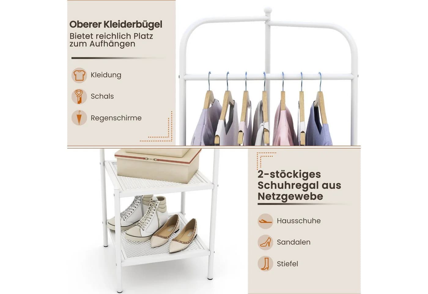 COSTWAY Eck-Garderobenständer mit Regalen - Bild 3