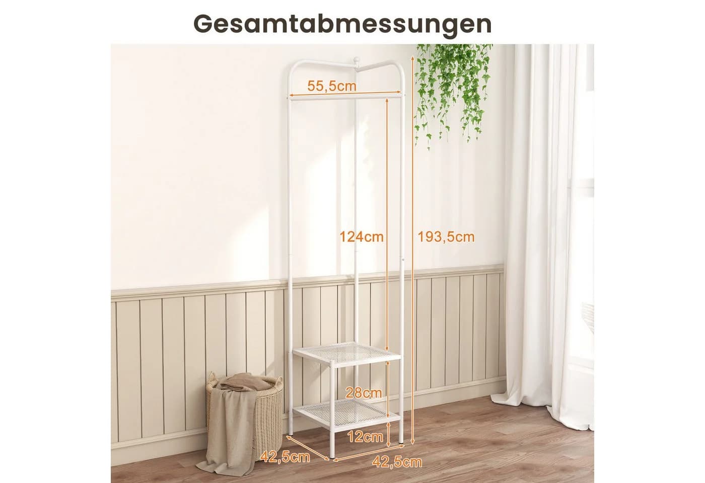 COSTWAY Eck-Garderobenständer mit Regalen - Bild 4