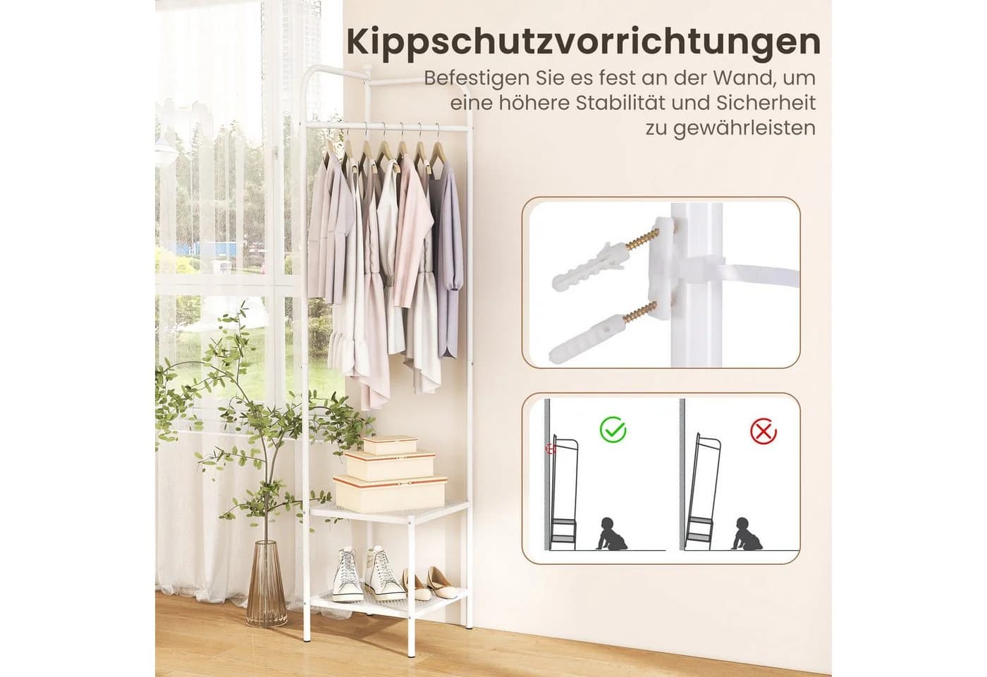 COSTWAY Eck-Garderobenständer mit Regalen - Bild 5