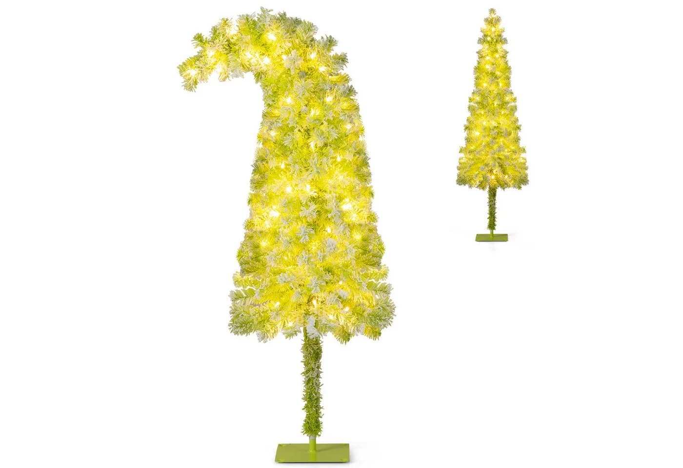 COSTWAY Künstlicher Weihnachtsbaum 150cm biegbare Spitze mit Schnee, 80 LEDs - Bild 2
