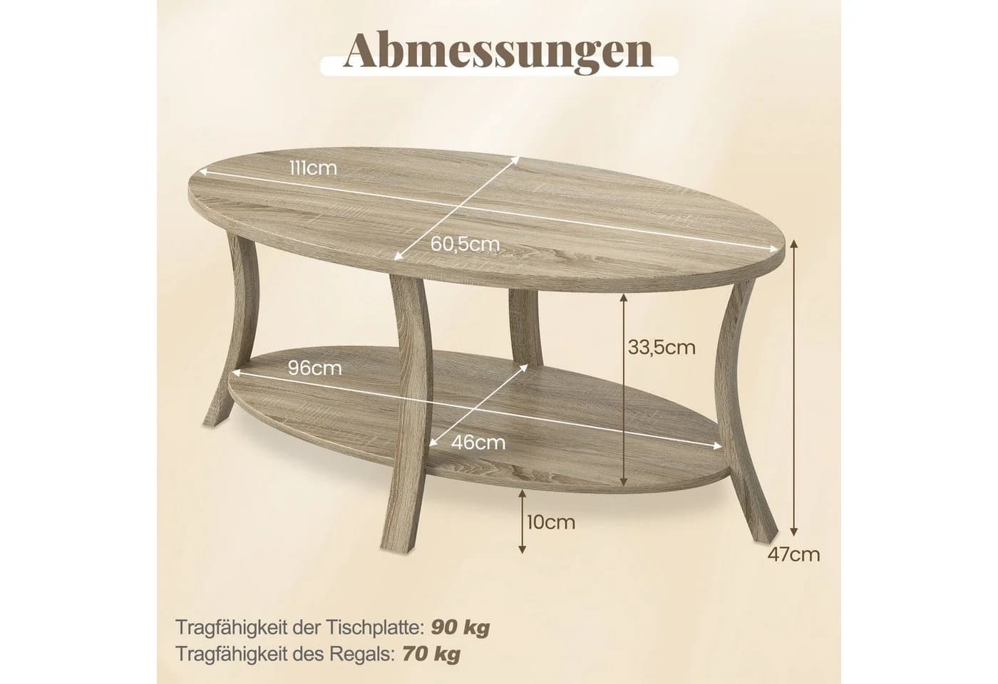Rustikaler Couchtisch aus Gummibaumholz in Grau und Eiche - Bild 5