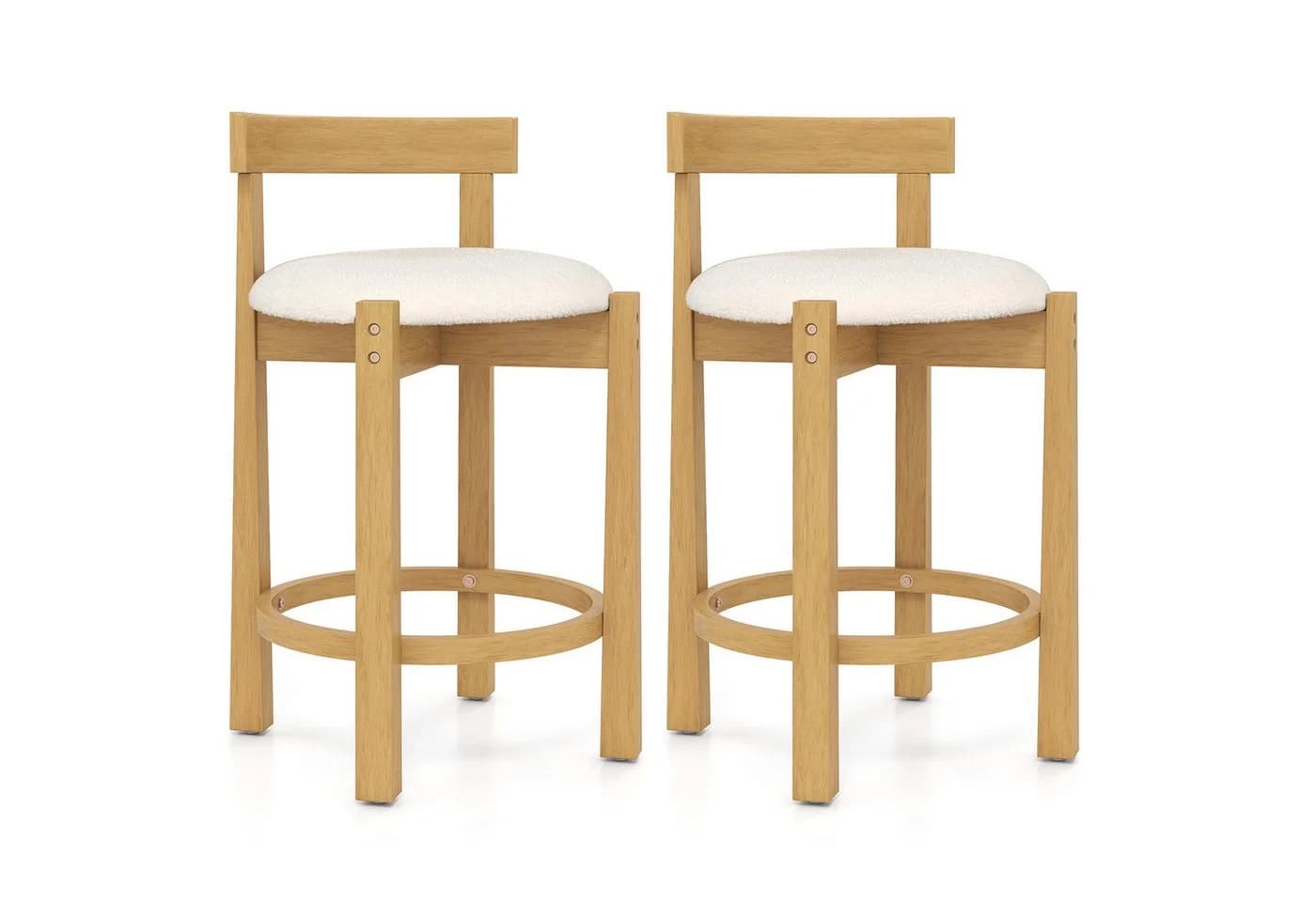 COSTWAY Barhocker (2er Set) Holz mit Rückenlehnen Sitzhöhe 62cm - Bild 2