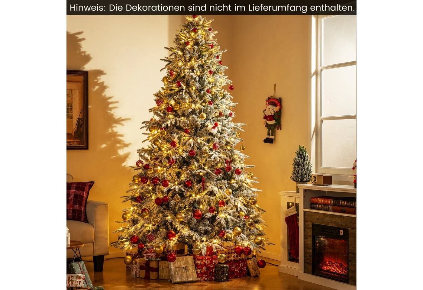 COSTWAY Künstlicher Weihnachtsbaum 240cm mit Schnee & 460 LEDs