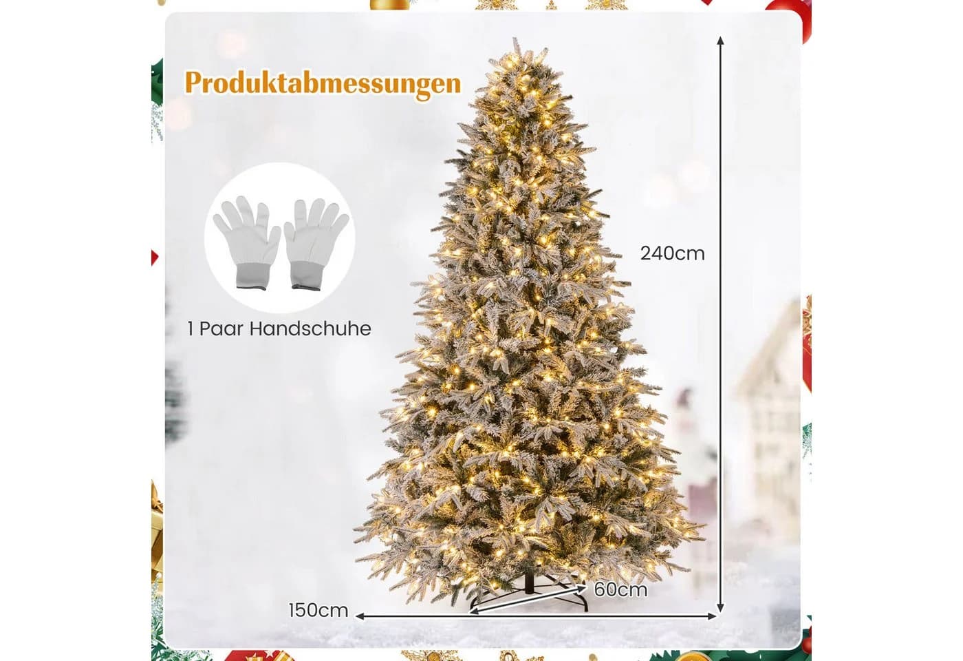 COSTWAY Künstlicher Weihnachtsbaum 240cm mit Schnee & 460 LEDs - Bild 3