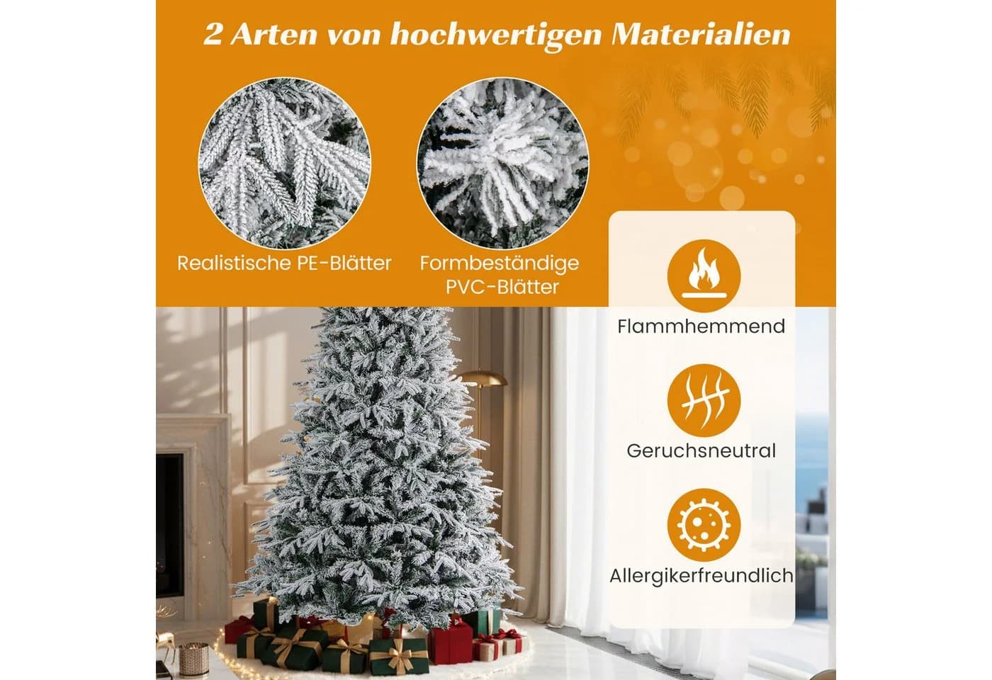 COSTWAY Künstlicher Weihnachtsbaum 240cm mit Schnee & 460 LEDs - Bild 5