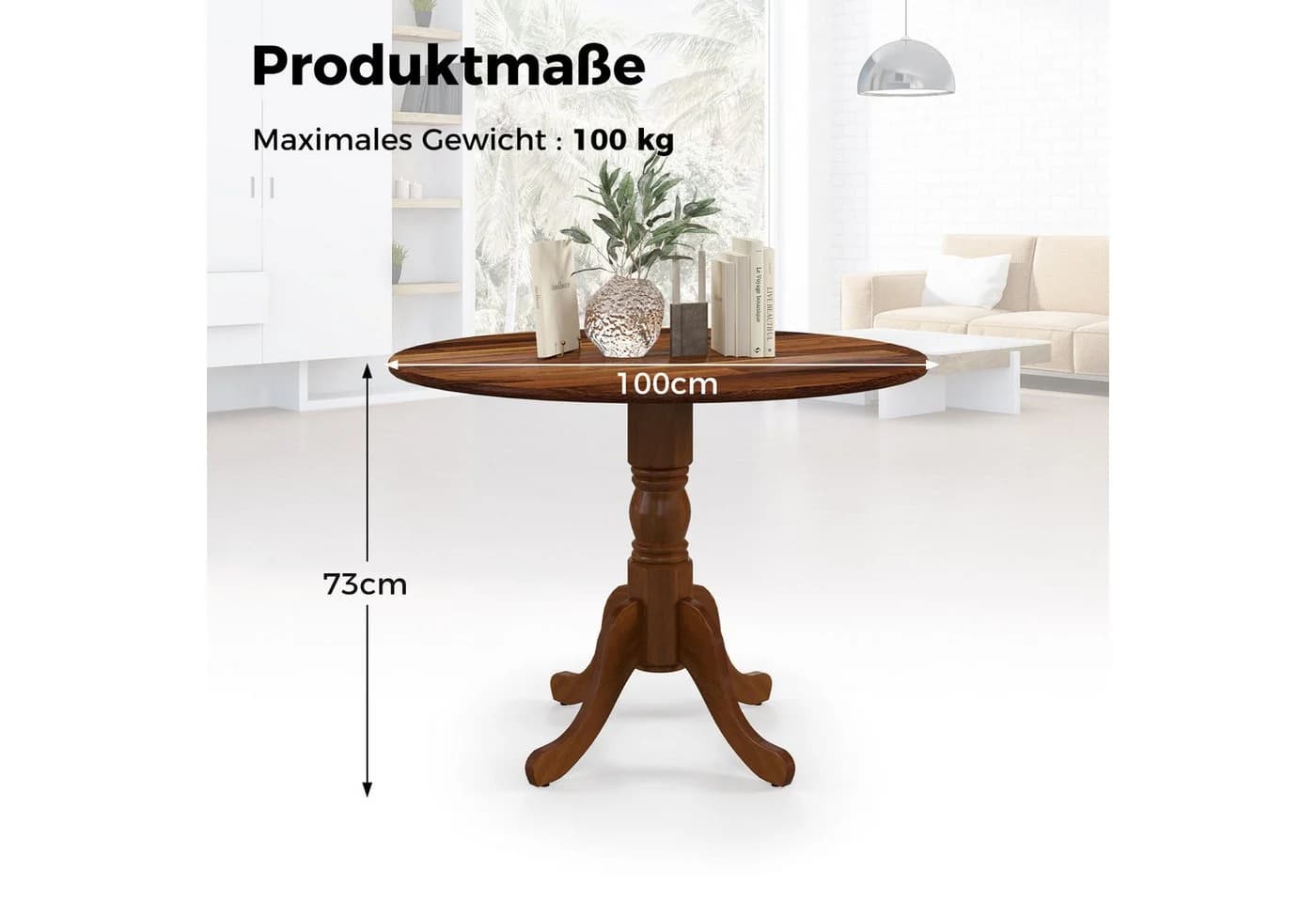 Moderner Esstisch aus Massivholz und Gummibaumholz - Bild 5