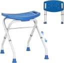 COSTWAY Duschstuhl Alu höhenverstellbar klappbar blau bis 150 kg Bild 2