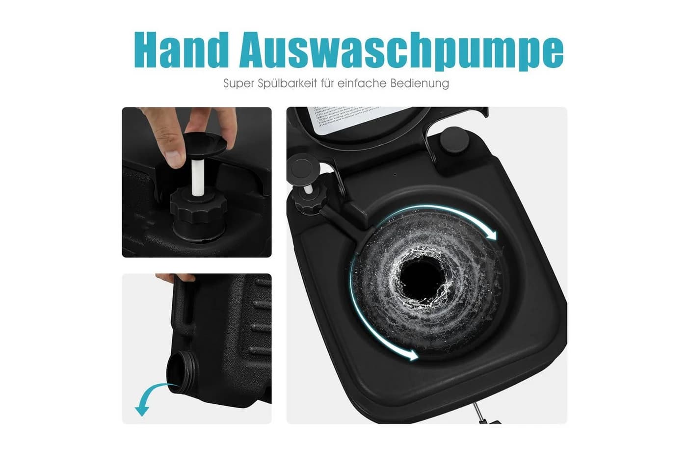 COSTWAY Campingtoilette Reisetoilette 20L+12L Abnehmbarer Abwassertank