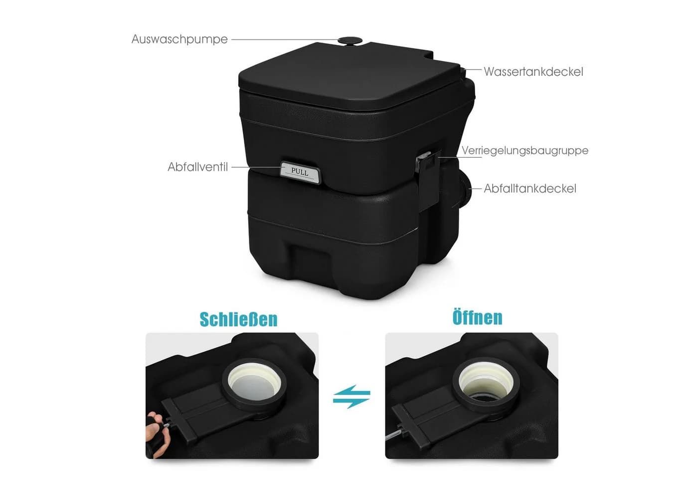 COSTWAY Campingtoilette Reisetoilette 20L+12L Abnehmbarer Abwassertank - Bild 4