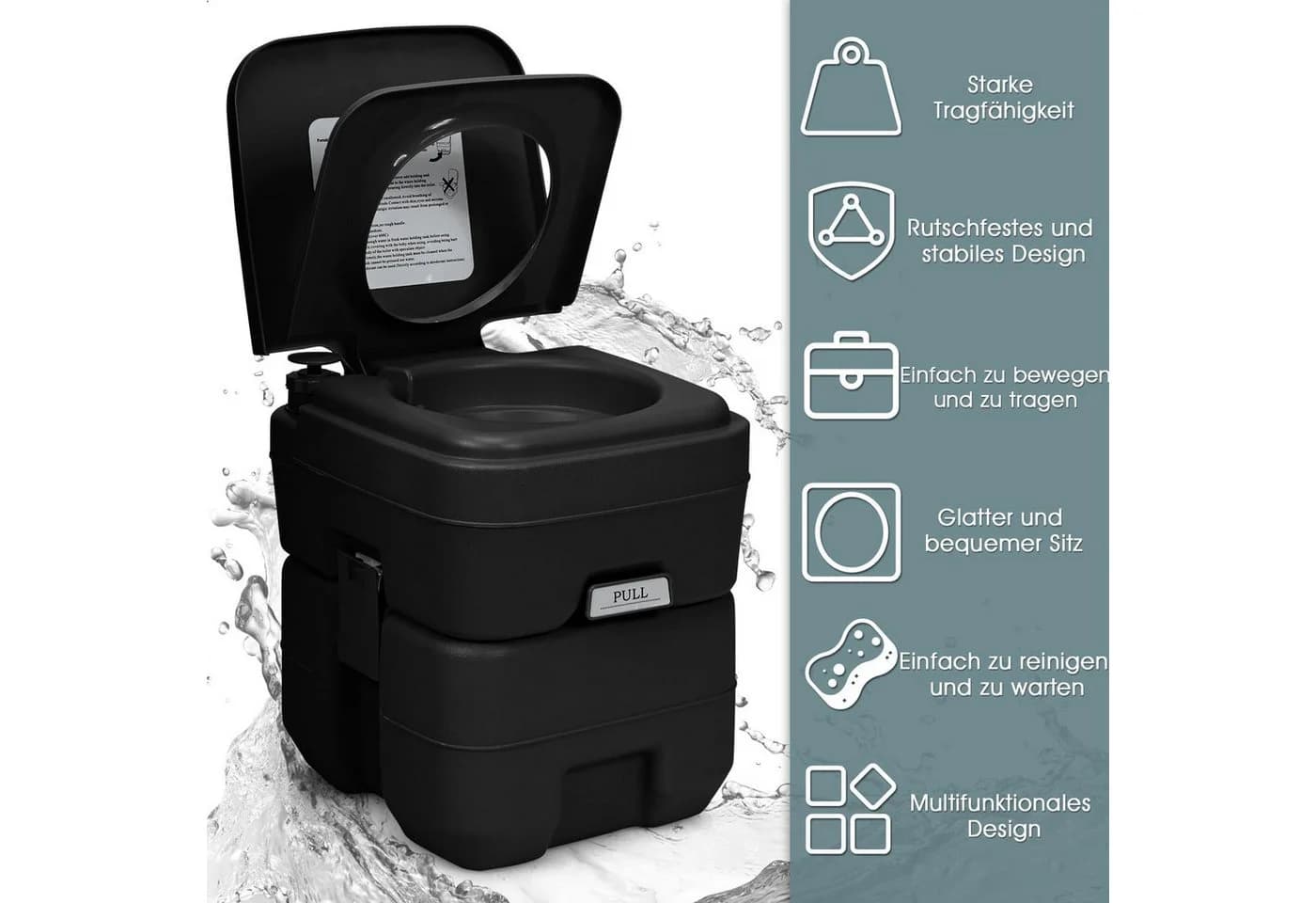 COSTWAY Campingtoilette Reisetoilette 20L+12L Abnehmbarer Abwassertank - Bild 5