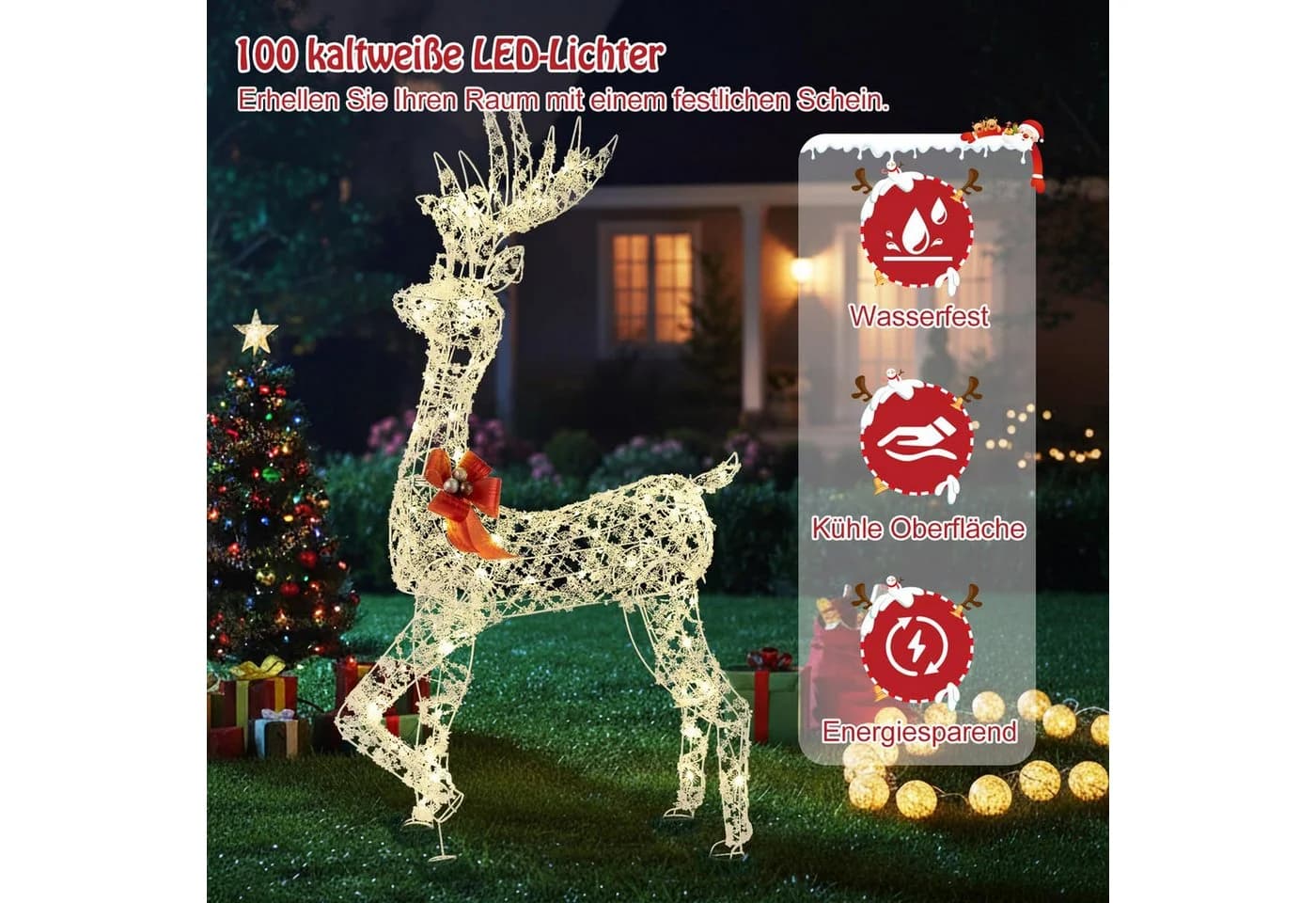 COSTWAY LED Rentier Weihnachtsfigur 150cm hoch - Bild 5