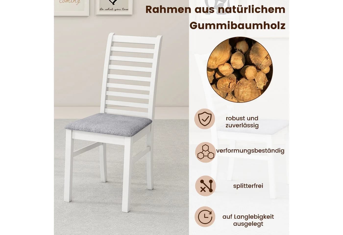 COSTWAY Esszimmerstuhl (2 St) Stoff gepolsterte Küchenstühle, hohe gebogene Rückenlehne - Bild 3