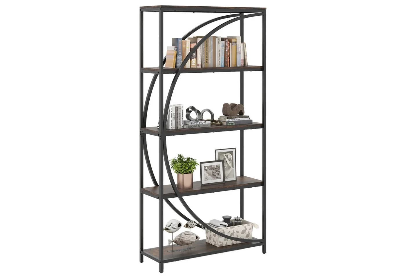 COSTWAY Bücherregal Halbmond-Silhouette Metallrahmen - Bild 2