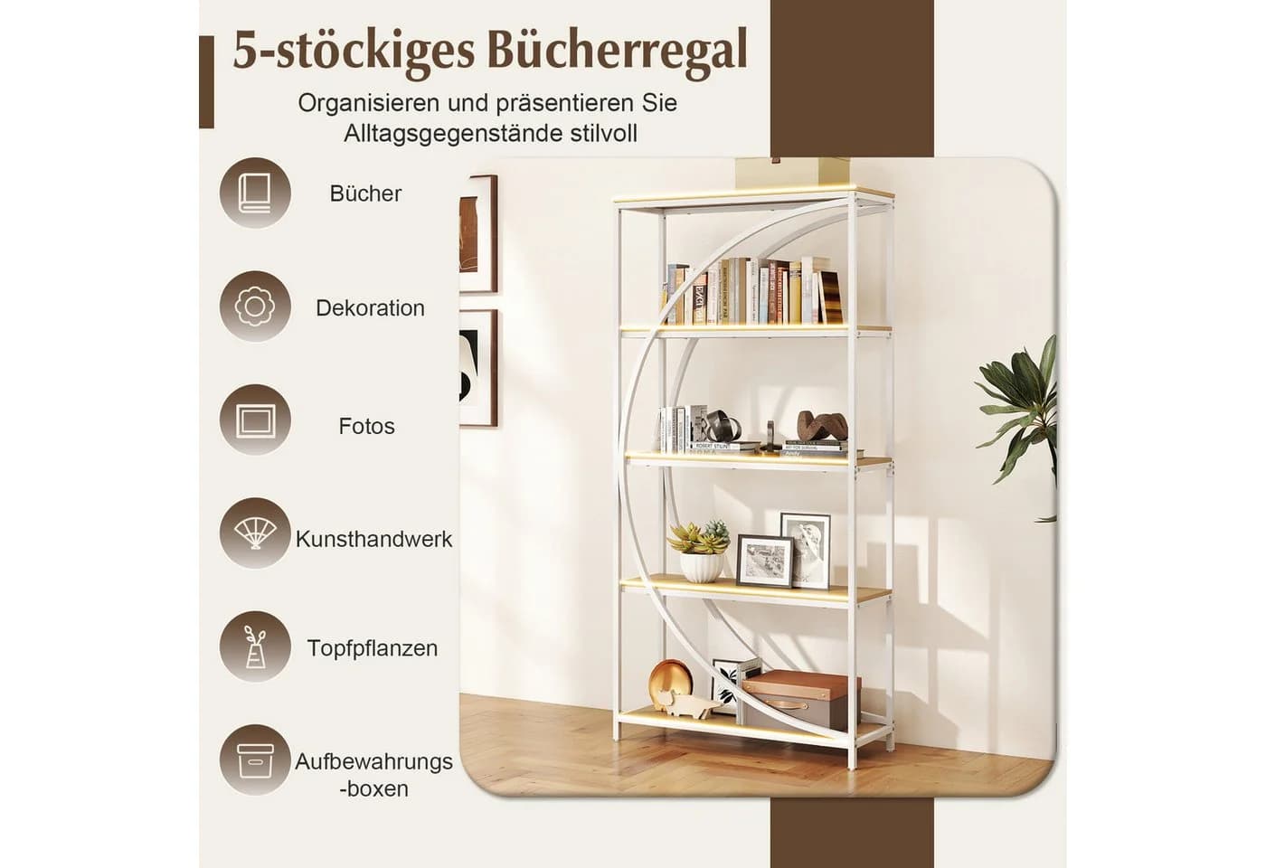 COSTWAY Bücherregal Metallrahmen 86 x 30 x 175 cm - Bild 4
