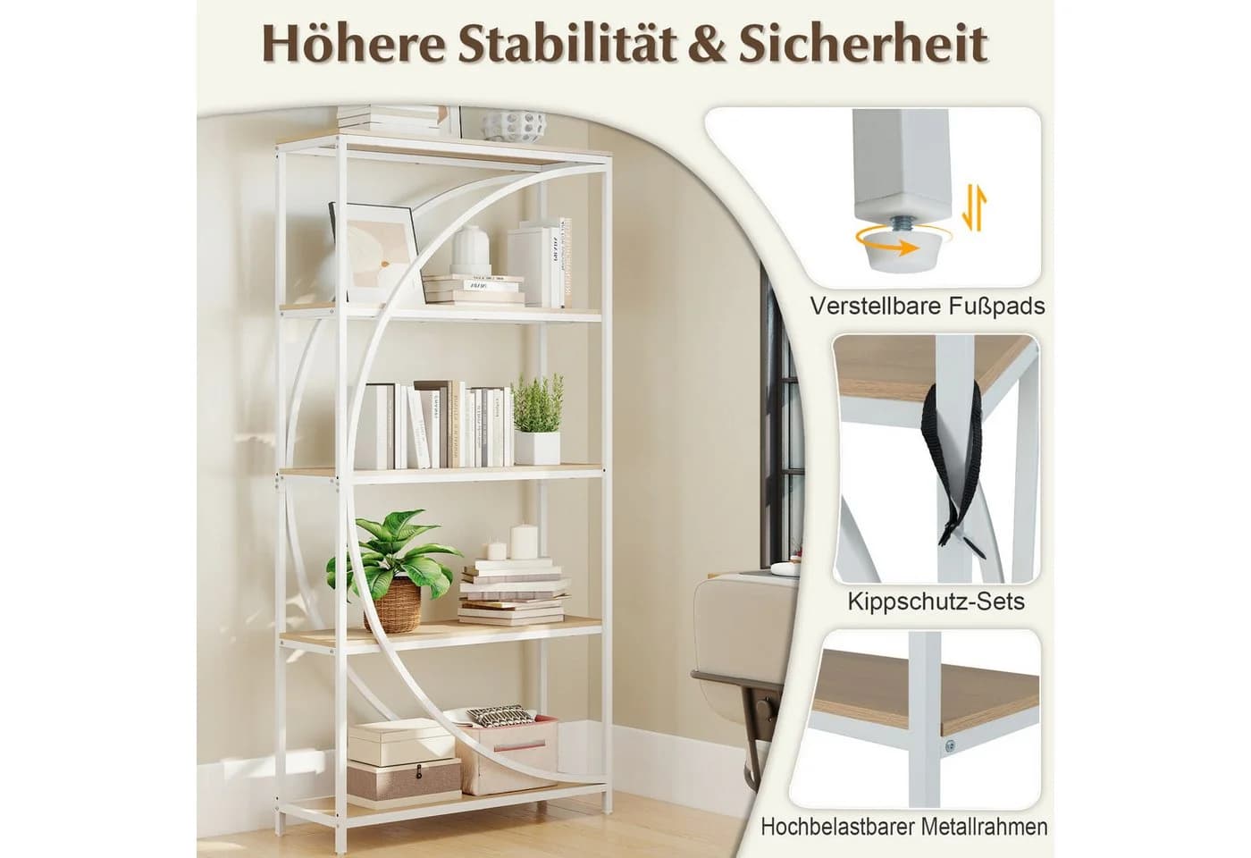 COSTWAY Bücherregal Metallrahmen 86 x 30 x 175 cm - Bild 5