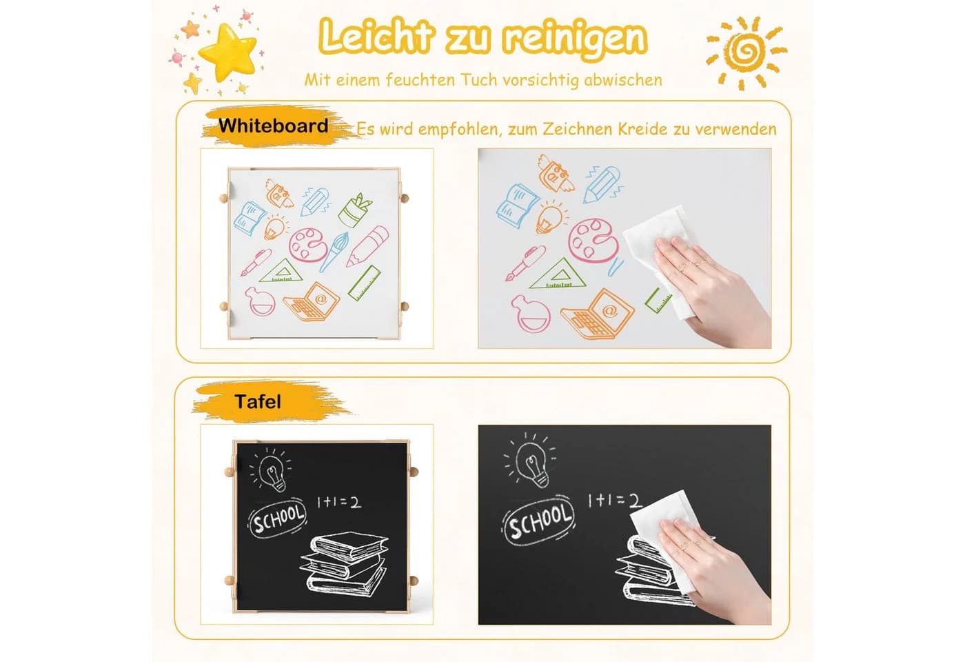 COSTWAY Kindersitzgruppe Aktivitätstisch mit 2 Stühlen Beige - Bild 3