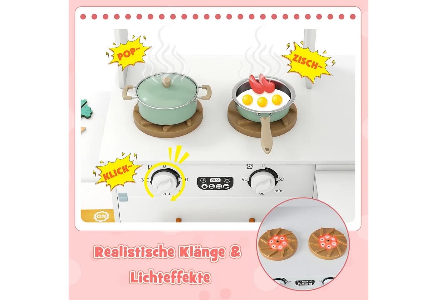 COSTWAY Spielküche Holz Eckküche Weiß mit ausziehbarer Arbeitsplatte - Bild 3