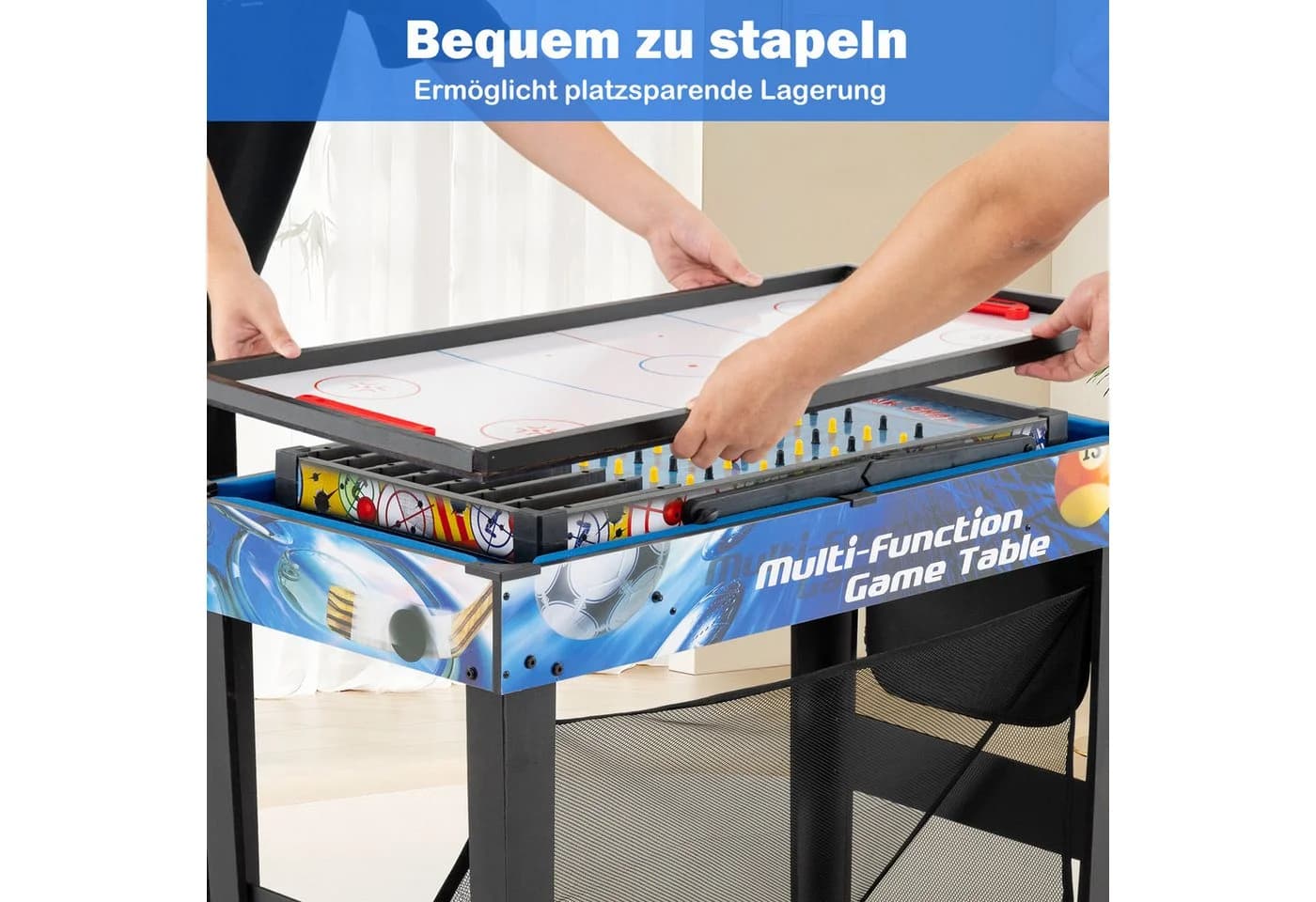 COSTWAY 10-in-1 Multi-Kickertisch Blau/Schwarz