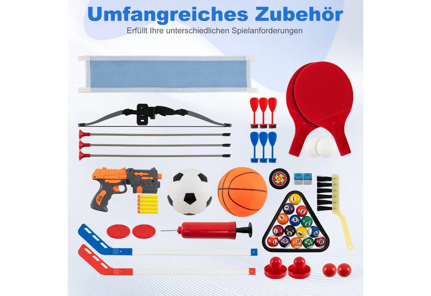COSTWAY 10-in-1 Multi-Kickertisch Blau/Schwarz - Bild 3