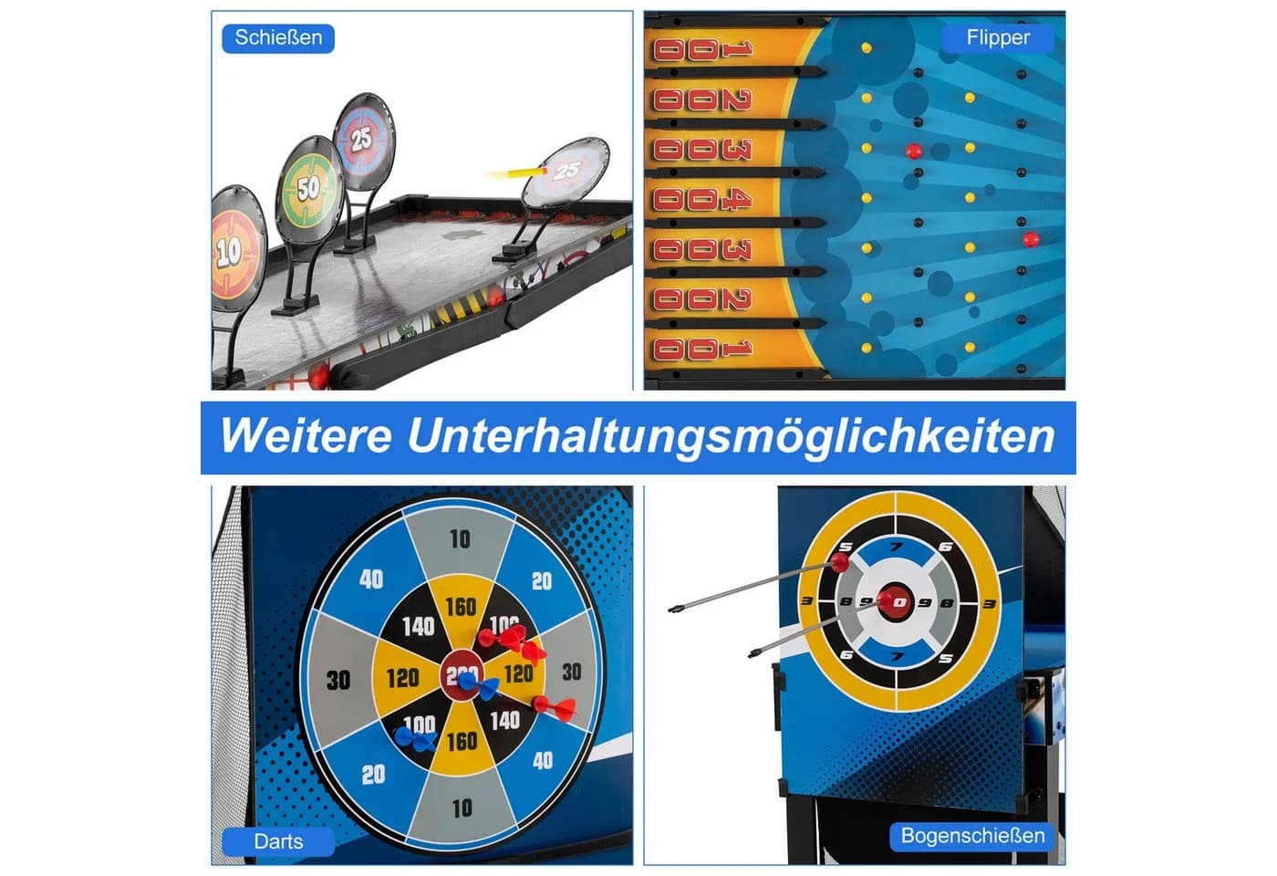 COSTWAY 10-in-1 Multi-Kickertisch Blau/Schwarz - Bild 4